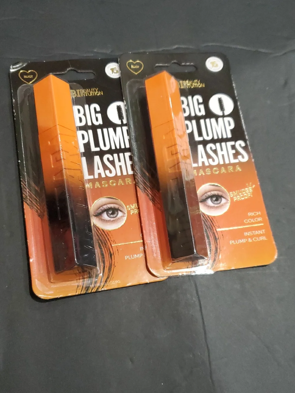2 pack big plump lashes black smudge proof mascara brand new
